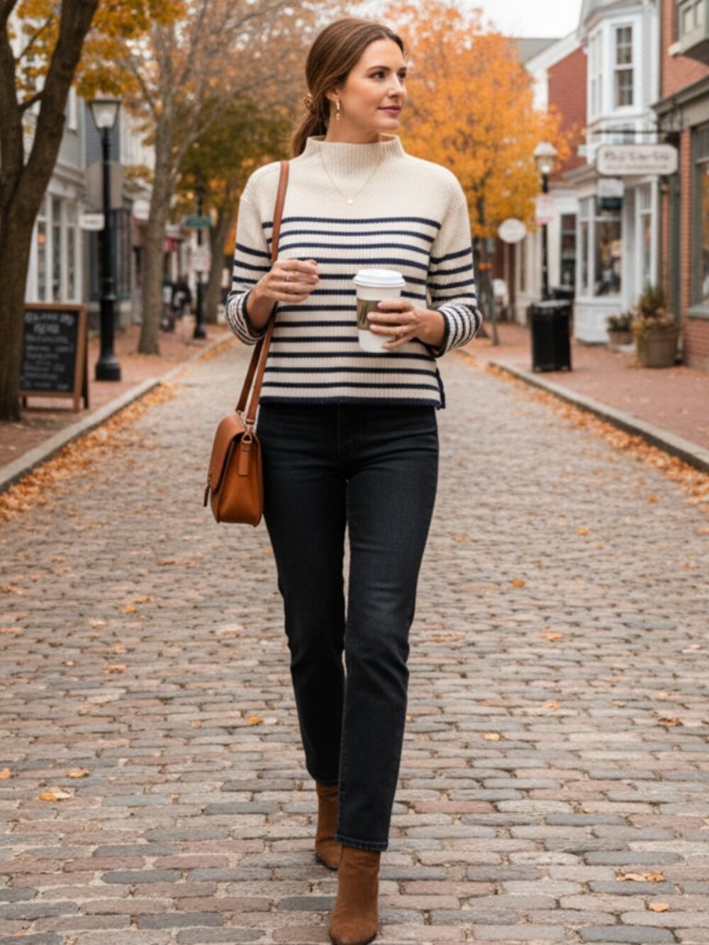 Rails Claudia Merino Wool Cashmere Stripe Sweater Medium Cream Navy Knit Pullove